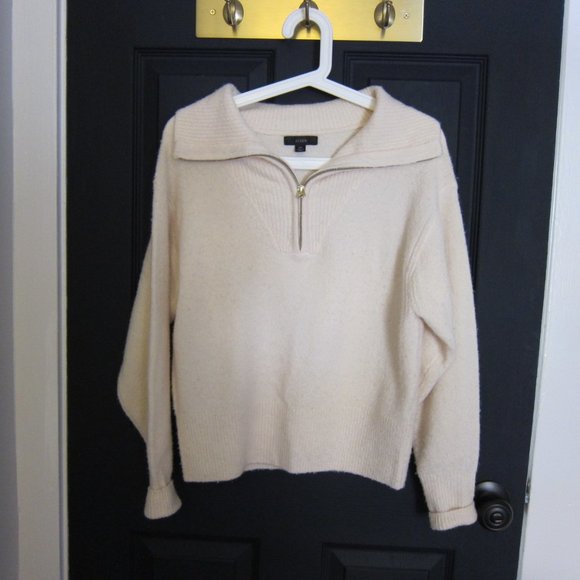 J.Crew Relaxed Half-zip Stretched Sweater XS Cream - Picture 2 of 7